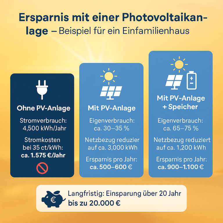Grafik zur Ersparnis mit einer PV-Anlage